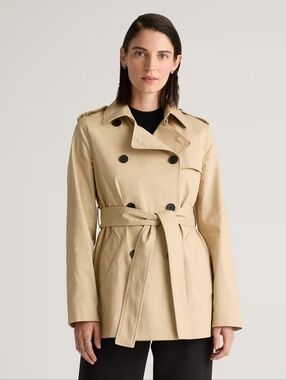 Quince Comfort Stretch Short Trench Coat - Light Khaki